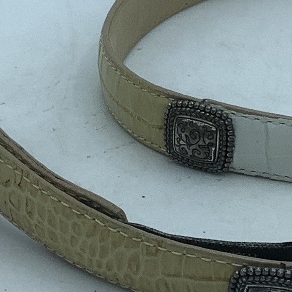 Brighton Reptile Look Tan/White Belt with Silver Buckle and Embellishments - Picture 4 of 9